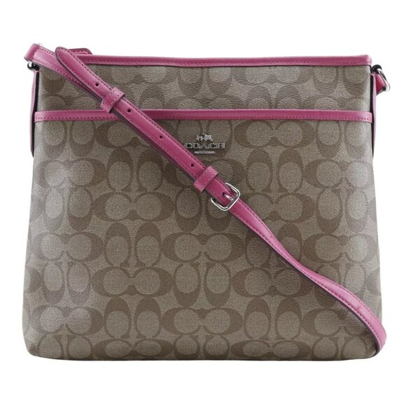 COACH Signature Shoulder Bag F58297 Brown / Pink PVC Women - Picture 1 of 9